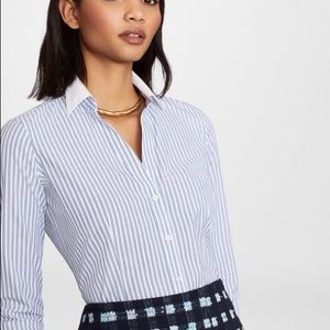 Non-Iron Striped Stretch-Cotton Fitted Shirt